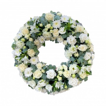 Poza Coroana rotunda flori albe