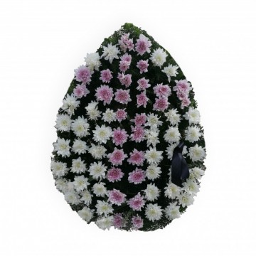 Poza Coroana funerara din crizanteme albe si roz