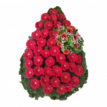 Poza Coroana funerara gerbera rosie