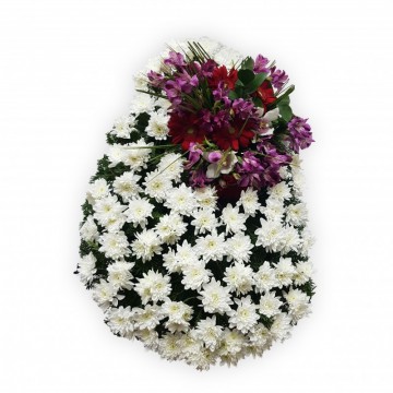 Poza Coroana funerara din crizanteme, gerbera si alstroemeria