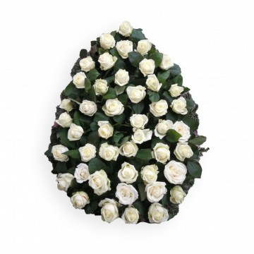 Poza Coroana funerara din trandafiri albi