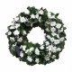Coroana funerara rotunda din crizanteme albe