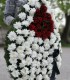 Coroana funerara din crizanteme albe si rosii 2
